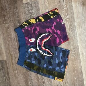 BAPE Coloful Camouflage Shark Shorts